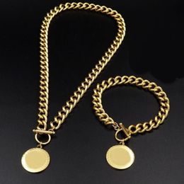 Female Designed Chain Choker Necklaces Bracelet Earring Medusa Head Portrait Pattern Pendant Womens Jewellery Set Banshee 18K Gold p268c