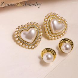 Stud Earrings 5 Pairs Y2K Retro Love Heart Round Faux Pearl Personality Creative Design Jewelry For Women Girls