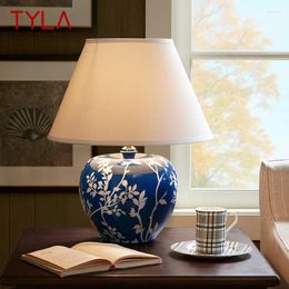 Table Lamps TYLA Modern Blue Ceramic Lamp Creative Vintage LED Desk Light For Decorative Home Living Room Bedroom Bedside