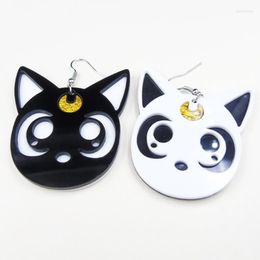 Dangle Earrings Cartoon Harajuku Anime Moon Black Cat Lovely Cosplay Drop Acrylic Jewellery For Women Fashion285Q