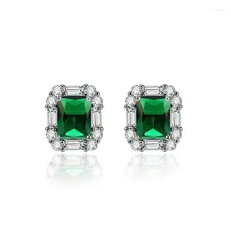 Stud Earrings 925 Sterling Silver Trendy Square Crystal For Women Girls Wedding Engagement Fashion Jewellery Wholesale