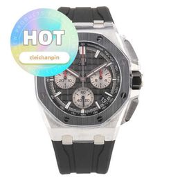 AP Wristwatch Chronograph Royal Oak Offshore Series 26420SO Precision Steel Ceramic Ring Back Transparent Time Mens Fashion Leisure Sports Machinery Watch