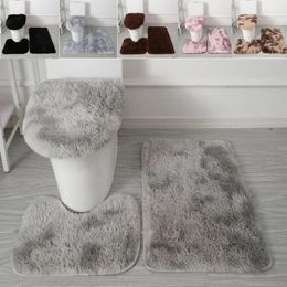 Bath Mats Higher Quality Solid Color Home Carpets Toilet Lid Cover Rugs Kit Non-slip Foot Mat Bathroom Floor Rug 3PCS/Set