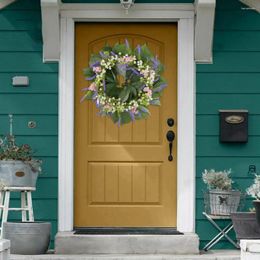 Decorative Flowers Spring Artificial Flower Garland Vibrant Leaf Wreath With Realistic Front Door For A