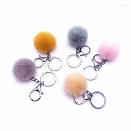 Keychains 100pcs/lot Beautiful Metal Hairy Ball Keyrings Creative Zinc Alloy Fling For Gift