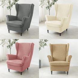 Chair Covers Polar Fleece Elastic Wing Cover Stretch Spandex Sofa Solid Colour Wingback Armchair With Cushion Case