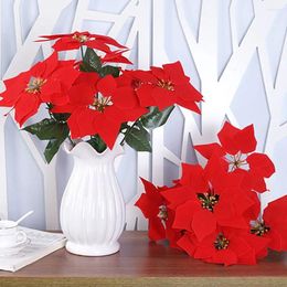 Decorative Flowers Home Vase Ornamental Party Supplies Poinsettia Bushes Simulation Bouquet Xmas Decor Christmas Decoration Bouquets