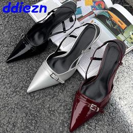 Dress Shoes In 2024 Female Slingbacks Fashion Shallow Ladies High Heels Pointed Toe Women Pumps Wine Red Footwear