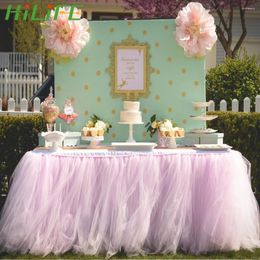 Table Skirt 75 100CM Party Tulle Tutu With Tablecloth 3 Clips Wedding Decoration Multi Colors Home