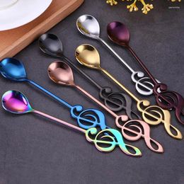 Spoons 304 Grade Stainless Steel Household Spoon Musical Note Short Handled Coffee Ice Cream Dessert Kitchen Tools
