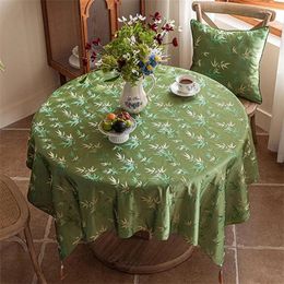 Table Cloth Chinese Green Tablecloth Bamboo Embroidery Square Elegant Coffeetable Livingroom Household Diningtable Fabric Custom