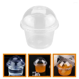 Disposable Cups Straws 50 Pcs Ice Cream Cup With Lid Balls Bowls Plastic Pudding Cake Dessert For Store Strap