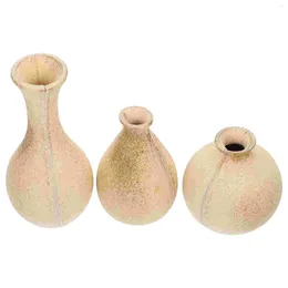 Vases 3 Pcs Wooden Vase Hand Made DIY Craft Boho Decor Vintage Blank Crafts Dried Flowers