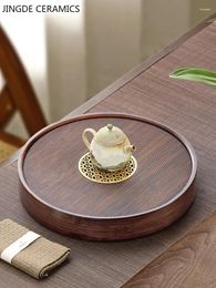 Tea Trays Natural Bamboo Tray Round Large Capacity Water Storage Living Room Decorative Chinese Ceremony Tools