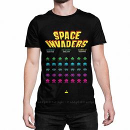 70s 80s Arcade Game Space Invaders Футболка Мужская 100% Cott с коротким летним рукавом Повседневная рубашка больших размеров для взрослых g0pq #