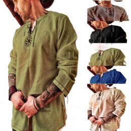 Camicia a maniche Lg da uomo primavera e autunno Camicia in lino Cott Lino giapponese Fi Top T-shirt grande Street Dr Men m1eD #