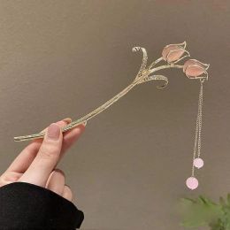Hair Clips Barrettes Est Tip Flower Forks Long Tassels Hairpins Sticks Retro Step Shake Chinese Bride Accessories Drop Delivery Jewelr Otmgy
