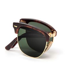 Top brand Vintage Folding fashion sunglasses men and women master Glass lenses Gafas Oculos De Sol Includes black or brown leather4498857
