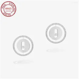 Stud Earrings Classic Fashion Jewellery 925 Sterling Silver Round Dynamic Diamond Girls' Year Gift
