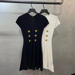 Casual Dresses Sleeveless Vest Dress For Women Knit Minidress High Quality Solid V-Neck Slim Skater Lady