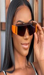 Sunglasses Vintage Oversized Square Rimless Orange 2022 Men Women Fashion Brand Big Frame One Piece Wide Legs Sun Glasses UV4004999404