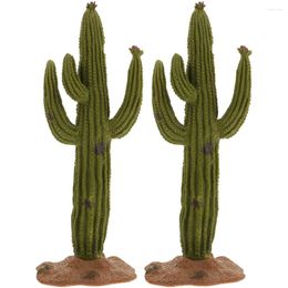 Decorative Flowers 2 Pcs Cactus Model Decor Figurine Garden Miniature Ornament Ornaments Craft Decors Miniatures Adorn Pvc Car Decoration