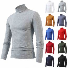 men's Winter Thermo Underwear Casual Base Layer Slim Turtleneck Lg Sleeve Tops Pullover T-Shirt Elastic Clothing Pajamas 13HD#