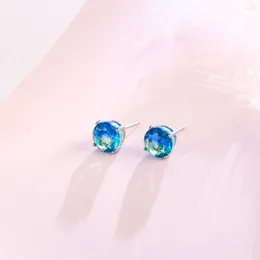 Stud Earrings ThreeGraces Beautiful Multicolor Cubic Zirconia Big Round CZ For Women 2024 Fashion Daily Party Jewelry E1826