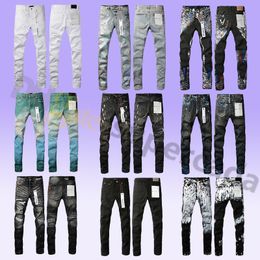 Designer jeans viola uomini hip hop buchi pantaloni vintage punk punk dot moture maschile marchio retrò