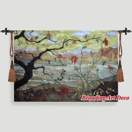 Tapestries Apple Tree Jacquard Weave Art Tapestry Wall Hanging Gobelin Home Textile Decoration Aubusson Cotton Big Size 139x96cm