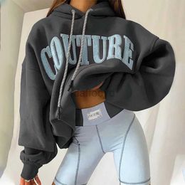 Women's Hoodies Sweatshirts 2024 Spring Womens Hoodie Letter Print Hat Long Sleeve Drawstring Loose Female New Casual Trendy Ladies Clothes 24328