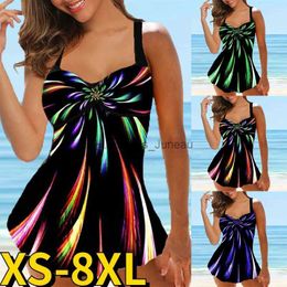 Women's Swimwear 2022 New Women Sexy Two-piece Set Tankini Swimwear Abstract Printing Bikini Monokini Set Summer Swimsuit Beachwear Swimdress Set T240328