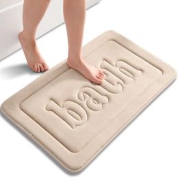 Mats Inyahome Foam Bath Mat Beige Bathroom Rugs Non Slip Rug Super Absorbent Floor Mats Soft Bathmats Washable Carpet Tapete Banheiro