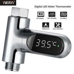 Gauges Digital Shower Thermometer LED Display Smart Water Temperature Meter with Timer for Baby Care Bathroom Kitchen Home Battery Free