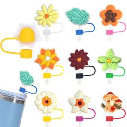 Reusable Straw tips Wholesales Tumbler Mugs Accessories Flower petals Silicone Straw Dust Toppers Animal 10 mm Tumbler Straw Tip Covers