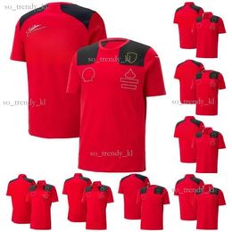 New F1 Ferari T-shirt Men's Polo Shirts Formula 1 Red Team Short Sleeve T-shirts Summer F1 Racing Clothing Jersey Custom 694