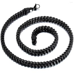 Chains 6mm Width Mens Stainless Steel Black Classic Square Cuban Curb Link Chain Men Necklace Long311x
