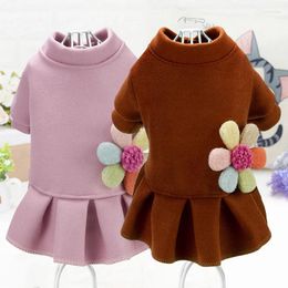Dog Apparel Winter Dress Cat Puppy Small Costume Dresses Cute Flowers Pet Outfit Yorkshire Pomeranian Poodle Schnauzer Clothing