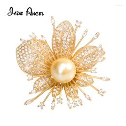 Brooches JADE ANGEL Pearl Brooch Inlaid Zircon Wedding Birthday Party Dress Wear Accessories Women For Pin