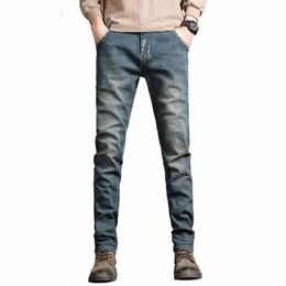2024 New Men's Stretch Skinny Jeans Fi Casual Cott Denim Slim Fit Pants Male Korean Trousers Streetwear Brand Clothing 045X#