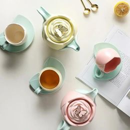 Cups Saucers Birthday GiftsCeramic Coffee Cup Saucer Set With Hand And Dish Milk Tea Cappuccino Tableware