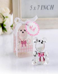 Mini Crystal Bear in Gift Boxes Baby Shower Boy Girl Baptism Party Souvenir Newborn Baby Gifts Box Crystal Wedding Favors3106595