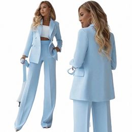 fi Peak Lapel Double Breasted Pants Sets B Casual Formal Office Lady Wedding 2 Piece Blazer with Full Length Pants I9EI#