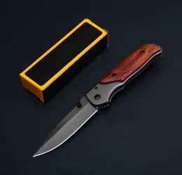 BK02'' Pocket Folding Knife 3Cr13Mov Grey Titanium Coated Blade Wood Steel Handle EDC Knives With Retail Box
