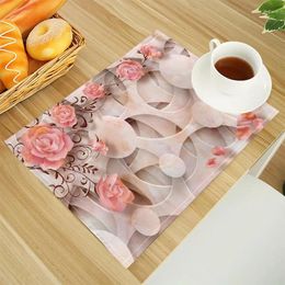 Table Mats Novi Cvijetni Print Linen Dining Alphabet Kitchen Placemat 30X40cm Coasters Pads Bowl Cup Mat