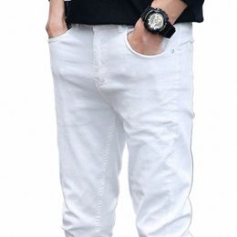 white Jeans Men Ripped Straight Trend Ripped Broken Stretch Distred Casual Denim Trousers Jeans for Boys Hip Hop Pants K2h4#