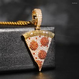 Pendant Necklaces Cubic Zirconia Paved Bling Out Gold Colour Strawberry Cake Pendants For Men Women Hip Hop Rapper Jewellery