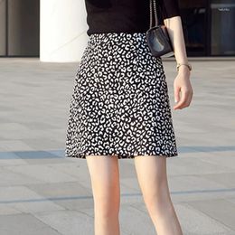 Skirts Early Autumn 2024 South Korean Leopard Print Irregular High-waisted Slim A-line Skirt Versatile Fashion Casual STRAIGHT