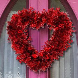 Decorative Flowers 30cm Heart Shape Door Wreath Creative Wall Hanging PET Heart-Shaped Garland Valentine Day Decoration