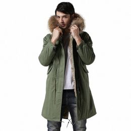 fiable High-End Italy Style Faux Rabbit Fur Lining Coats Real Racco Fur Collar Jacket Winter Men Fur Parkas Have Pockets C4SB#